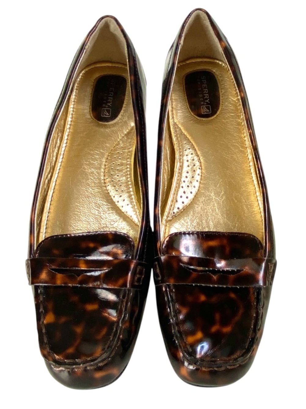 Sperry Wellfleet Tortoiseshell Patent Loafers Size 10M